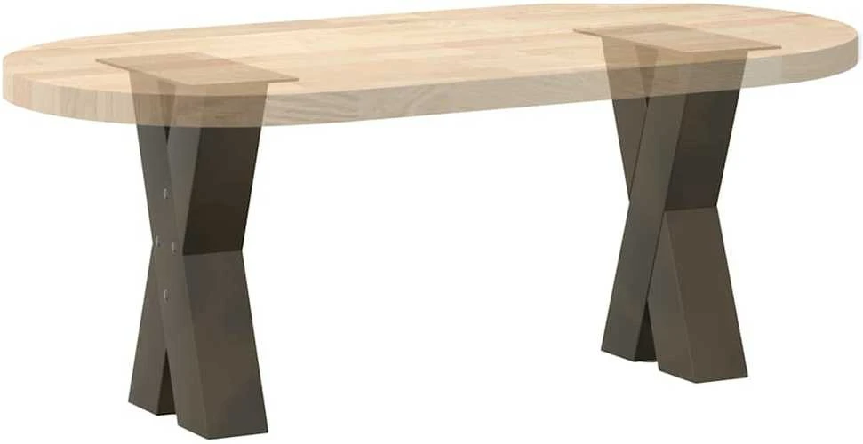 Kavos staliuko kojelės, X formos, 2 vnt., natūralus plienas, 28x(42-43) cm, plienas