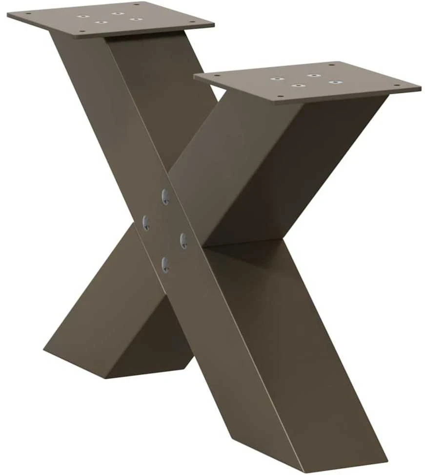 Kavos staliuko kojelės, X formos, 2 vnt., natūralus plienas, 50x(30-31) cm, plienas
