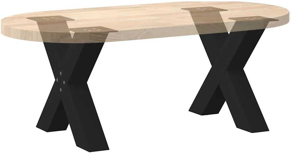Kavos staliuko kojelės, X formos, 2 vnt., juodos, 50x(42-43) cm, plienas