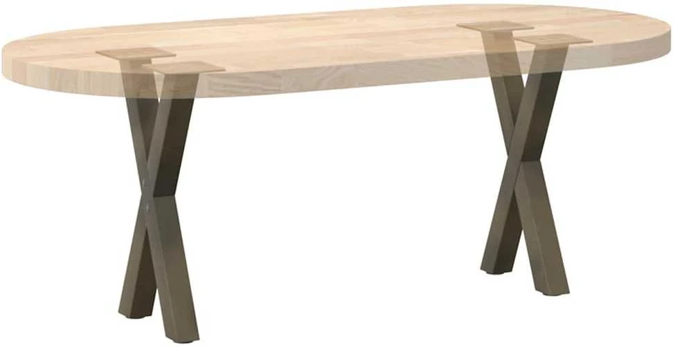 Kavos staliuko kojelės, X formos, 2 vnt., natūralus plienas, 38x(42-43) cm, plienas