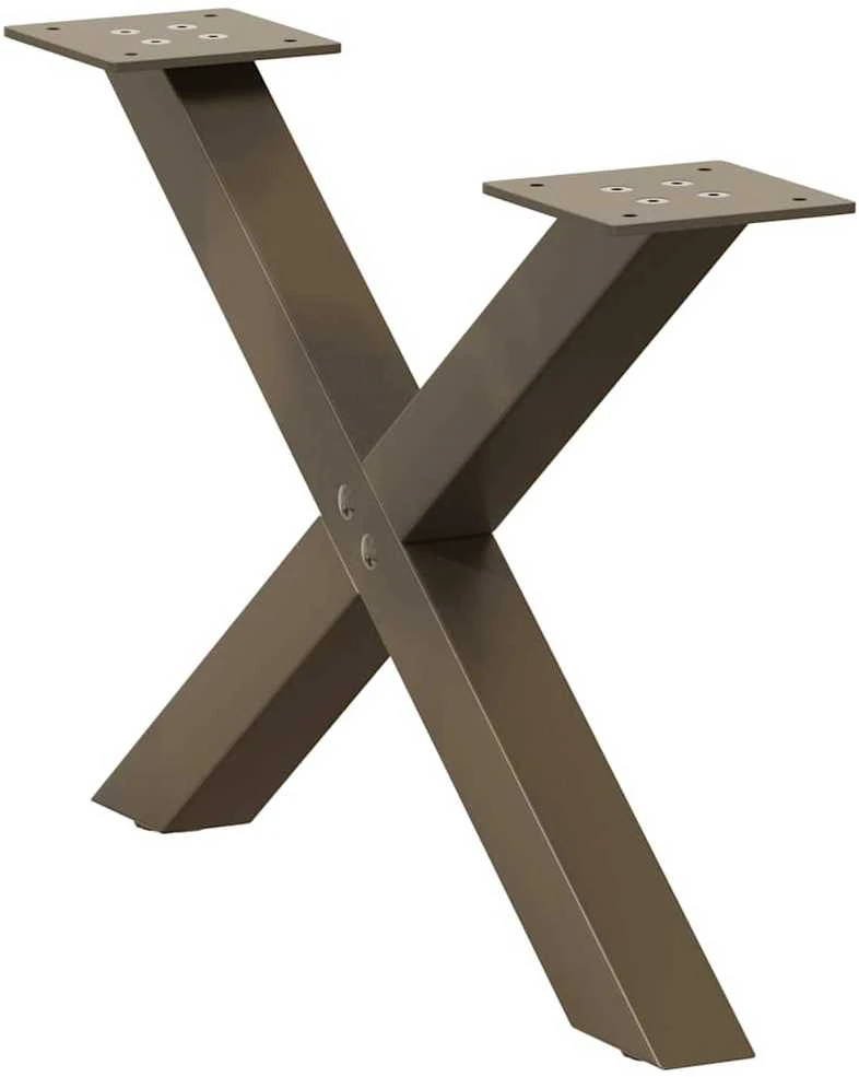 Kavos staliuko kojelės, X formos, 2 vnt., natūralus plienas, 50x(30-31) cm, plienas