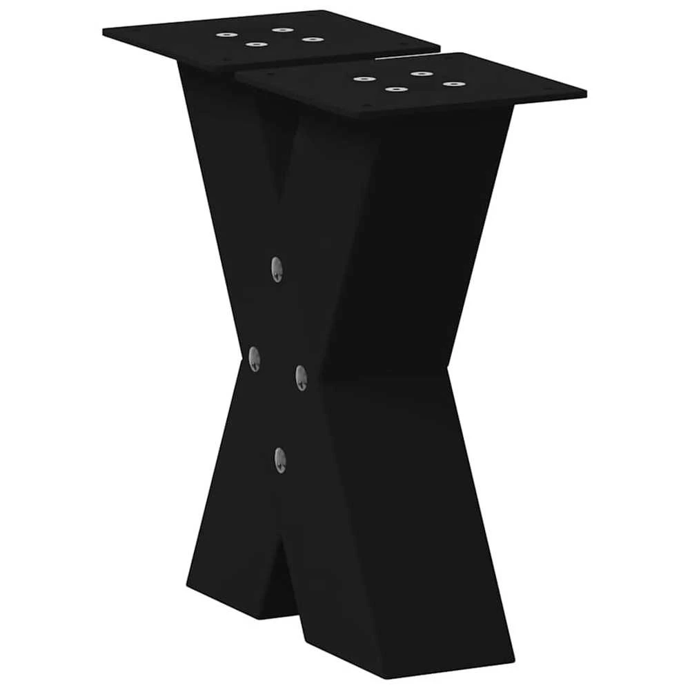 Kavos staliuko kojelės, X formos, 2 vnt., juodos, 40x(30-31) cm, plienas