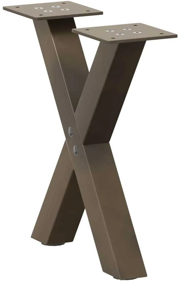 Kavos staliuko kojelės, X formos, 2 vnt., natūralus plienas, 30x(30-31) cm, plienas