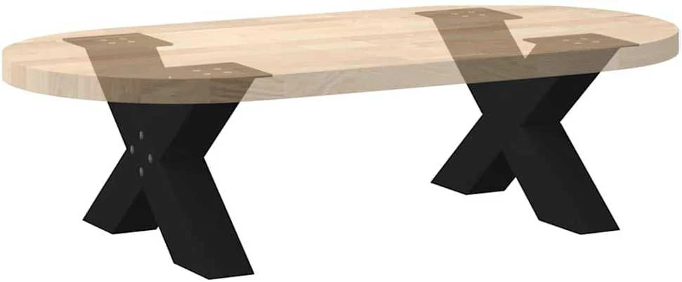 Kavos staliuko kojelės, X formos, 2 vnt., juodos, 50x(30-31) cm, plienas