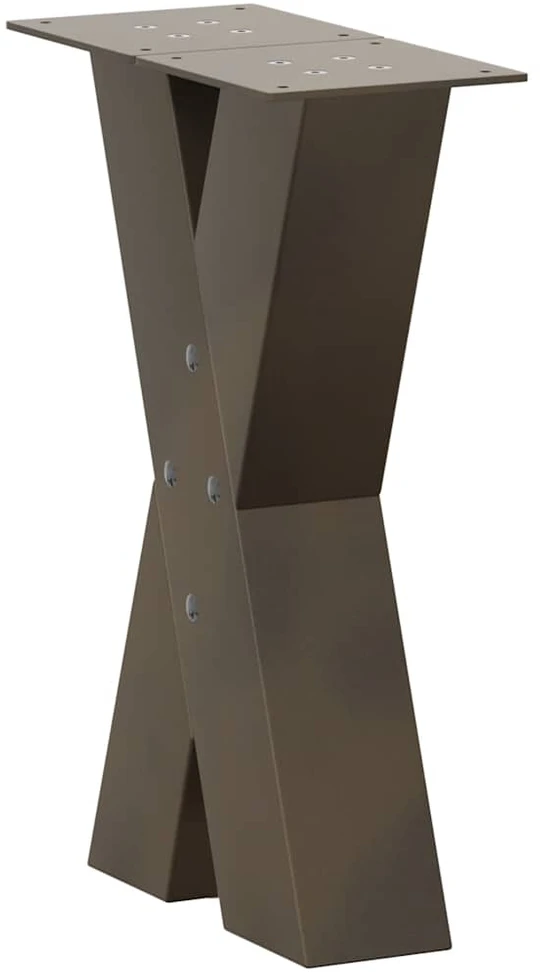Kavos staliuko kojelės, X formos, 2 vnt., natūralus plienas, 38x(42-43) cm, plienas
