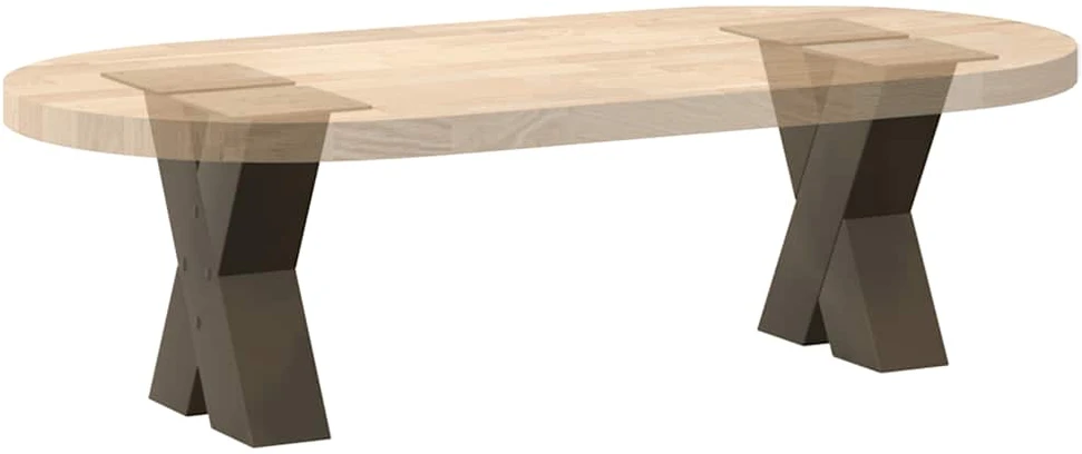 Kavos staliuko kojelės, X formos, 2 vnt., natūralus plienas, 40x(30-31) cm, plienas