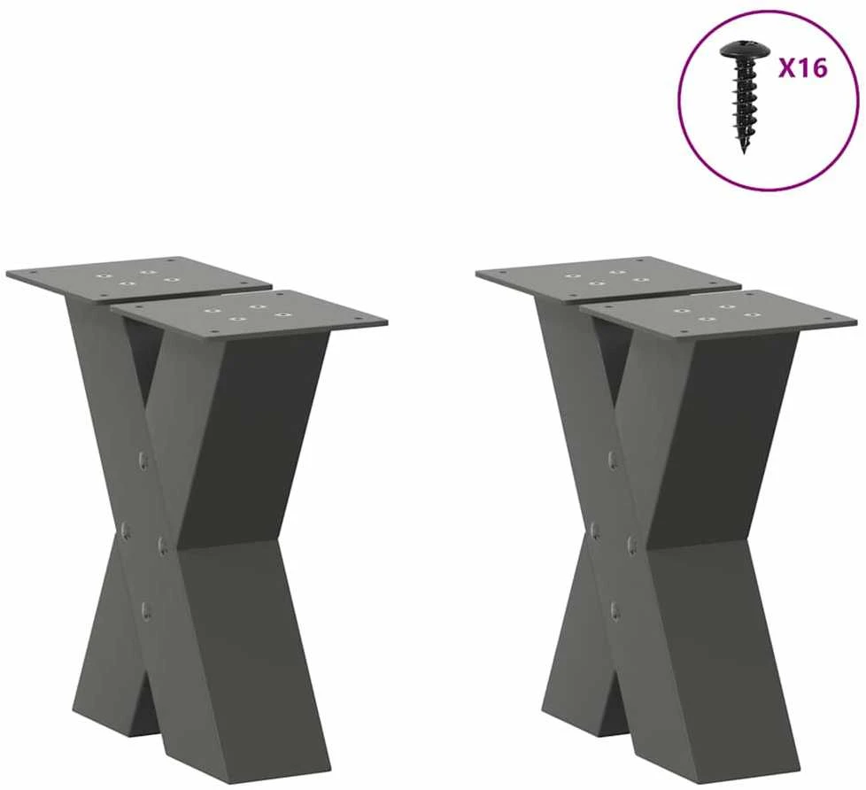 Kavos staliuko kojelės, 2 vnt., antracito spalvos, 40x(30-31) cm, plienas