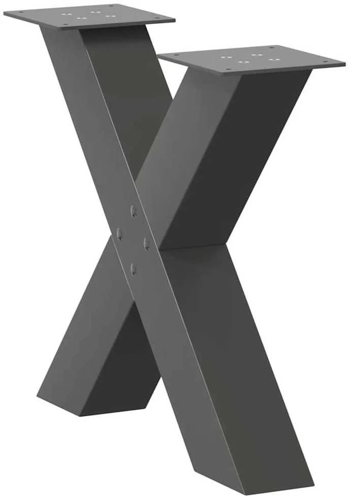 Kavos staliuko kojelės, 2 vnt., antracito spalvos, 50x(42-43) cm, plienas