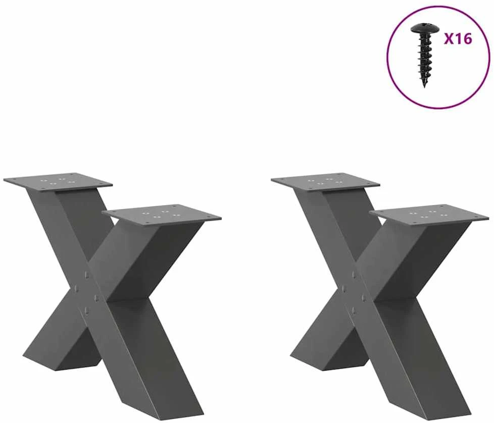 Kavos staliuko kojelės, 2 vnt., antracito spalvos, 50x(30-31) cm, plienas