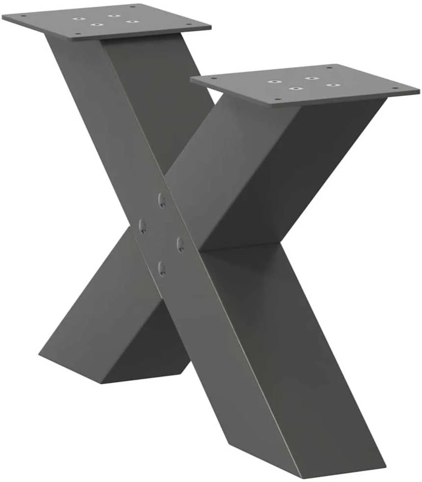 Kavos staliuko kojelės, 2 vnt., antracito spalvos, 50x(30-31) cm, plienas