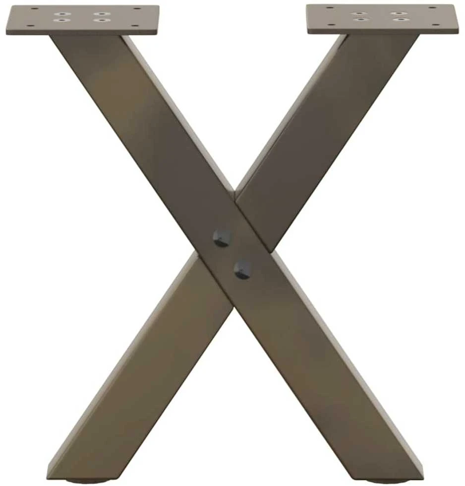 Kavos staliuko kojelės, X formos, 2 vnt., natūralus plienas, 30x(30-31) cm, plienas