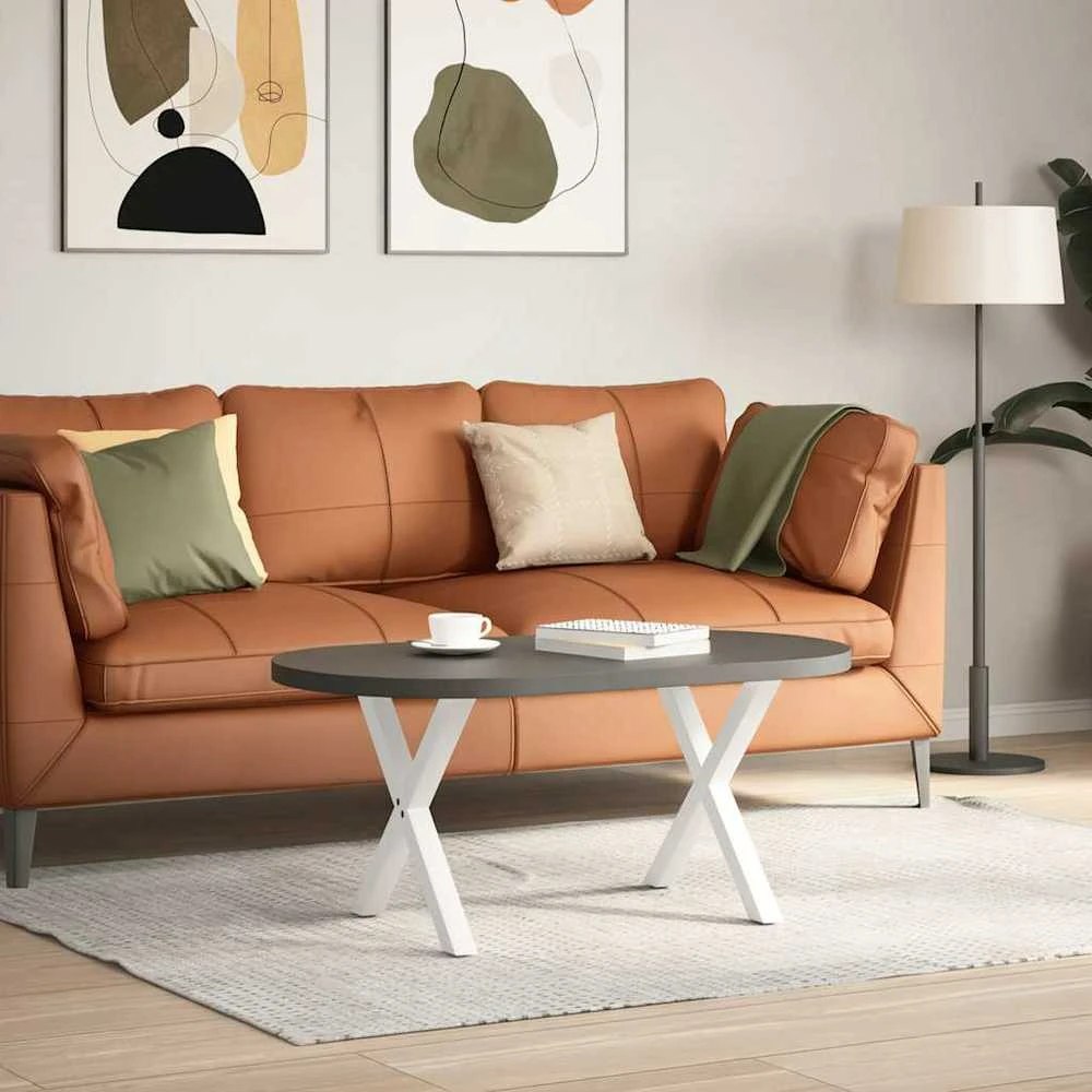 Kavos staliuko kojelės, X formos, 2 vnt., baltos, 50x(42-43) cm, plienas
