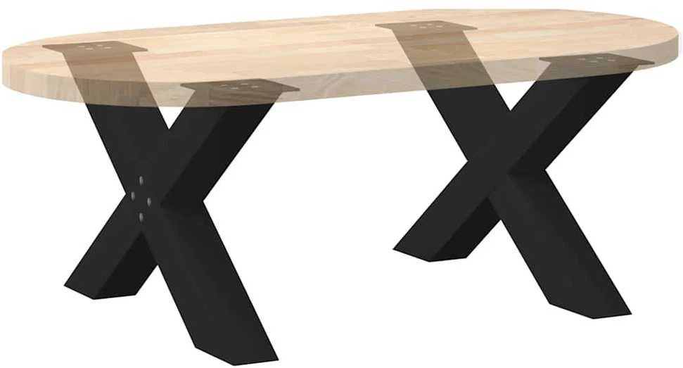Kavos staliuko kojelės, X formos, 2 vnt., juodos, 70x(42-43) cm, plienas
