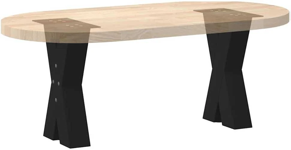 Kavos staliuko kojelės, X formos, 2 vnt., juodos, 38x(42-43) cm, plienas