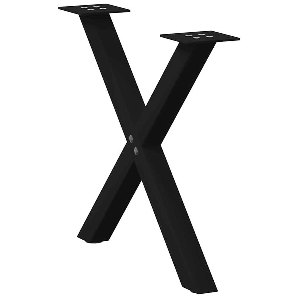 Kavos staliuko kojelės, X formos, 2 vnt., juodos, 50x(42-43) cm, plienas