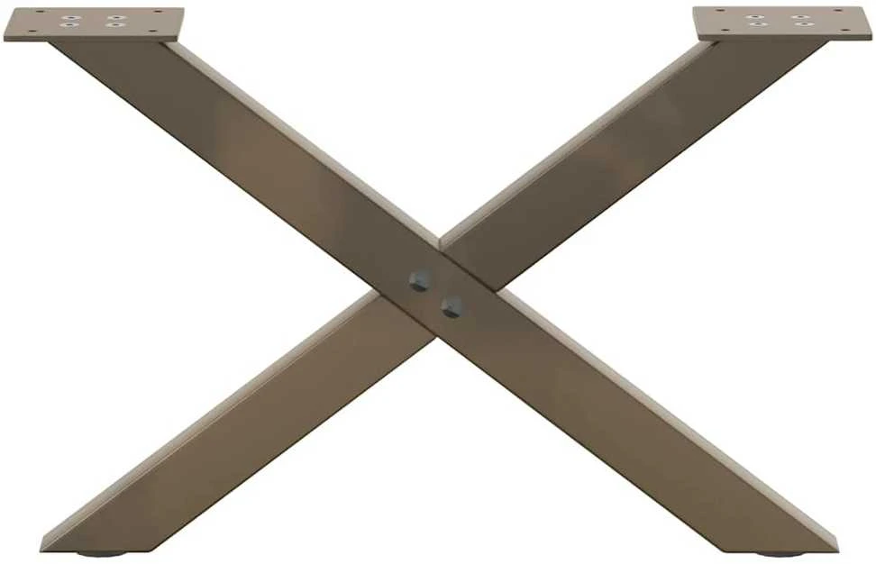 Kavos staliuko kojelės, X formos, 2 vnt., natūralus plienas, 60x(30-31) cm, plienas
