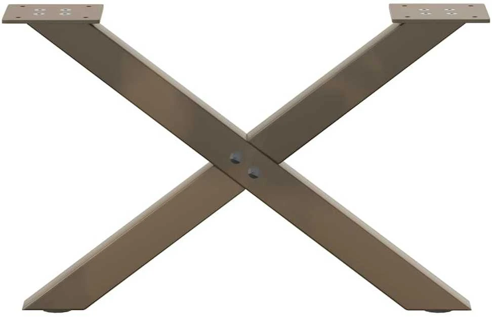 Kavos staliuko kojelės, X formos, 2 vnt., natūralus plienas, 50x(30-31) cm, plienas