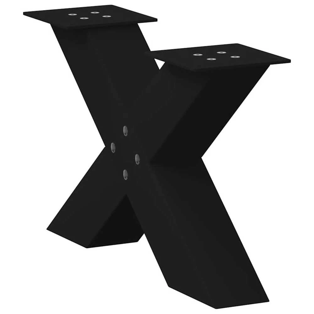 Kavos staliuko kojelės, X formos, 2 vnt., juodos, 50x(30-31) cm, plienas