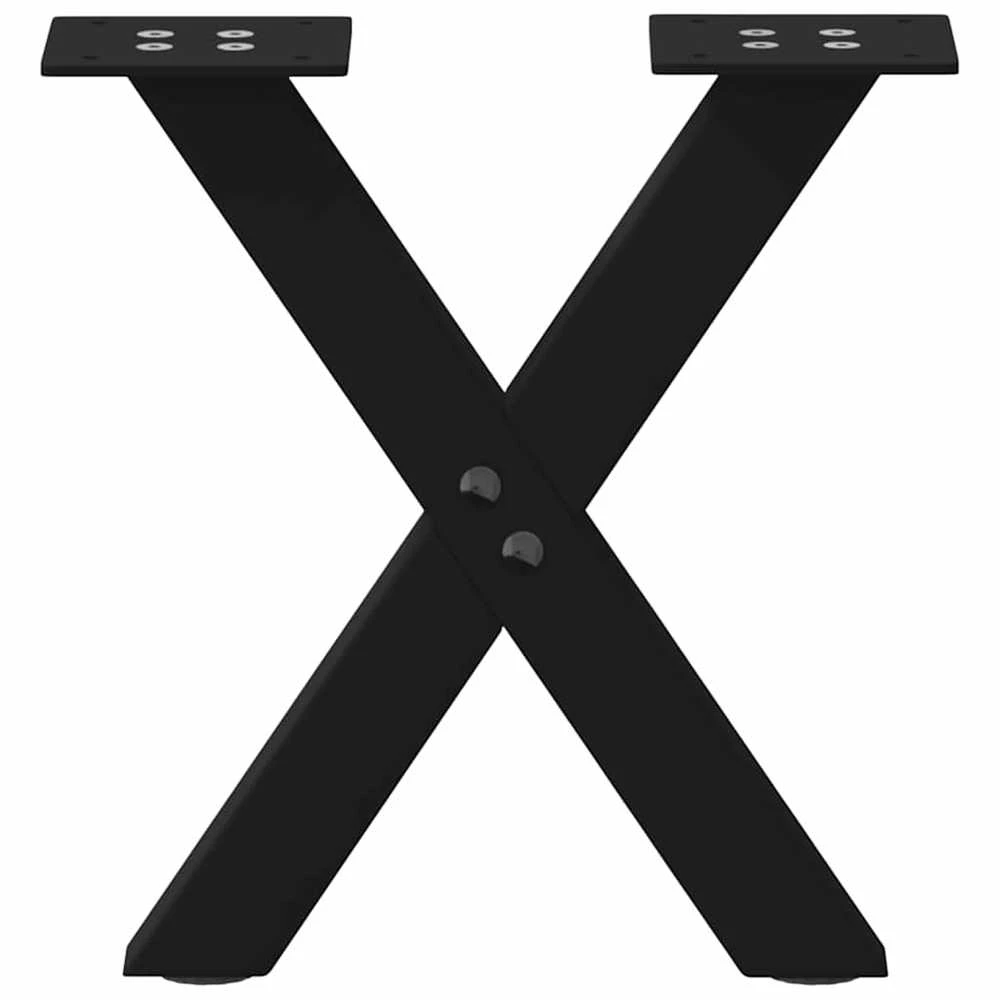 Kavos staliuko kojelės, X formos, 2 vnt., juodos, 30x(30-31) cm, plienas