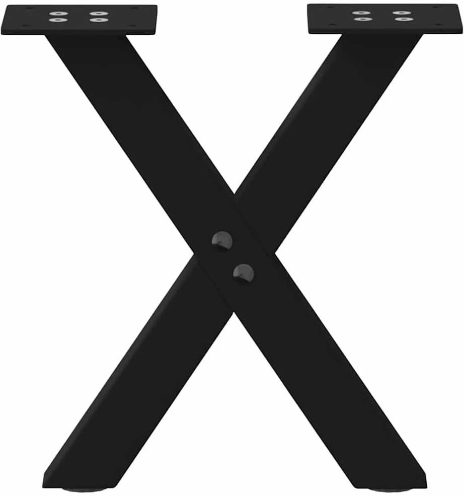 Kavos staliuko kojelės, X formos, 2 vnt., juodos, 37x(30-31) cm, plienas