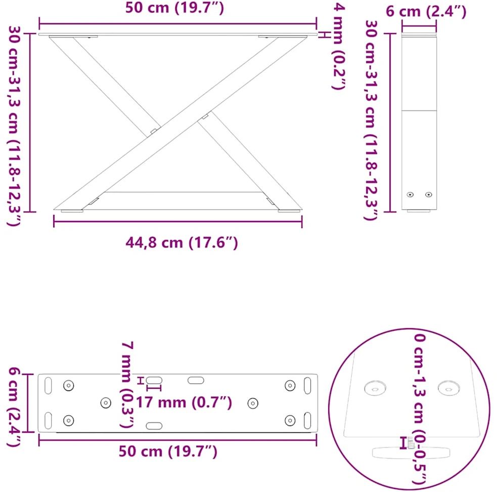 Kavos staliuko kojos, 2 vnt., antracito spalvos, 50x(30-31,3) cm, plienas