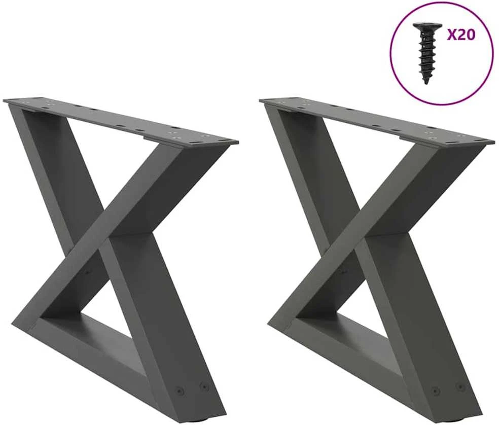 Kavos staliuko kojos, 2 vnt., antracito spalvos, 50x(30-31,3) cm, plienas