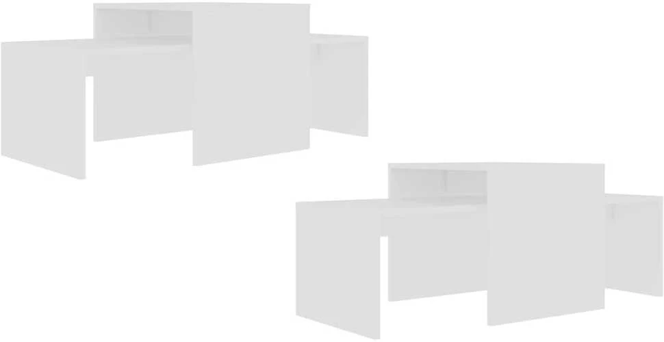 Kavos staliukų komplektas, baltas, 100x48x40cm apdirbta mediena
