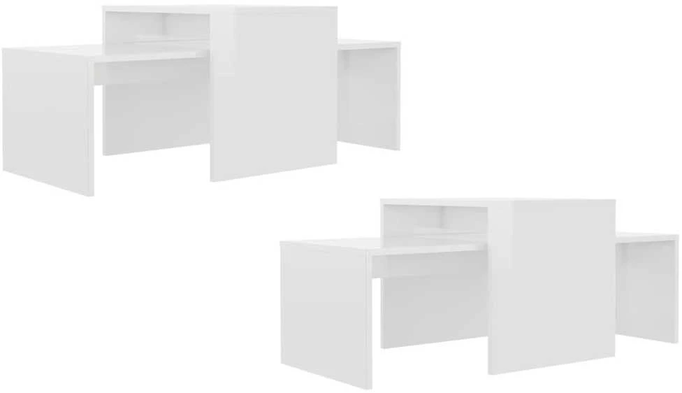 Kavos staliukų rinkinys, baltas, 100x48x40cm, apdirbta mediena