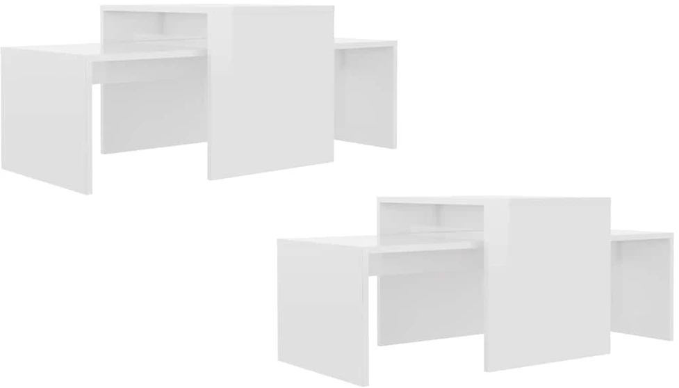 Kavos staliukų rinkinys, baltas, 100x48x40cm, apdirbta mediena