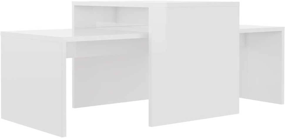 Kavos staliukų rinkinys, baltas, 100x48x40cm, apdirbta mediena
