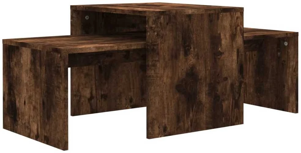 Kavos staliukų rinkinys, dūminio ąžuolo, 100x48x40cm, mediena