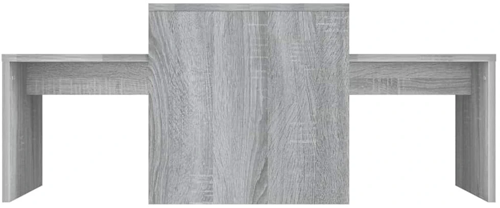 Kavos staliukų rinkinys, pilki ąžuolo, 100x48x40cm, mediena