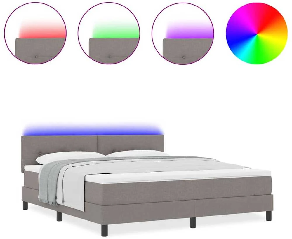 Kiemas lova su LED juostelėmis Tortora 180 x 200 cm audinys