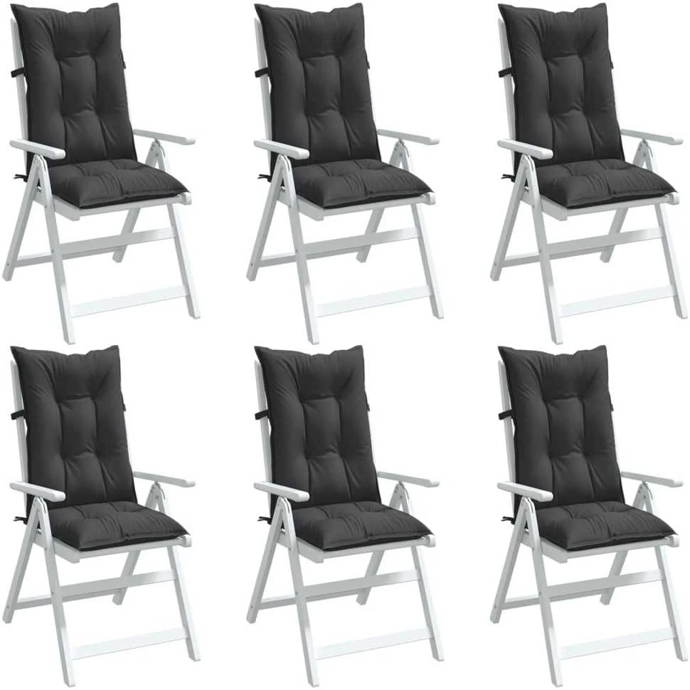 Kėdės pagalvėlės, 6vnt., antracito, 120x50x7cm, audinys