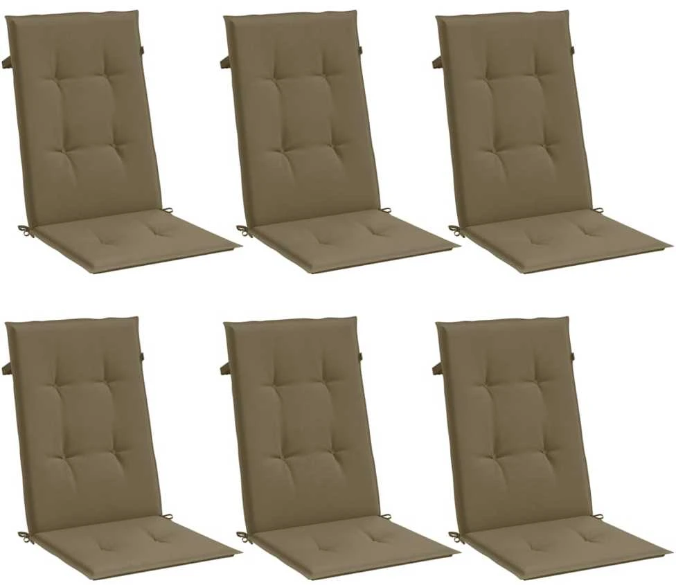 Kėdės pagalvėlės, 6vnt., taupe, 120x50x4cm, audinys