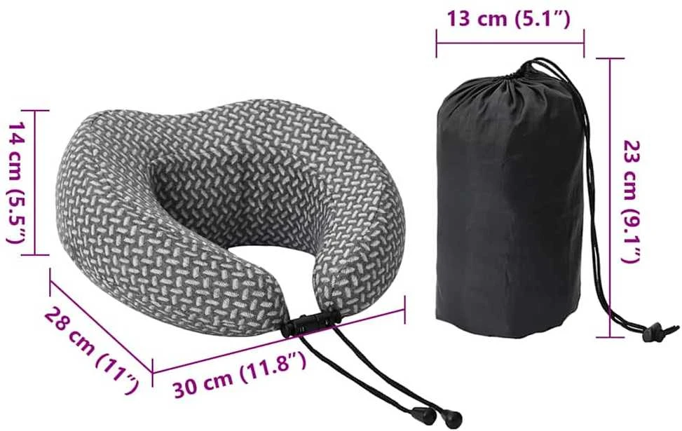 Kelioninis kaklo pagalvė Pilka Atminties putos 30 x 28 x 14 cm