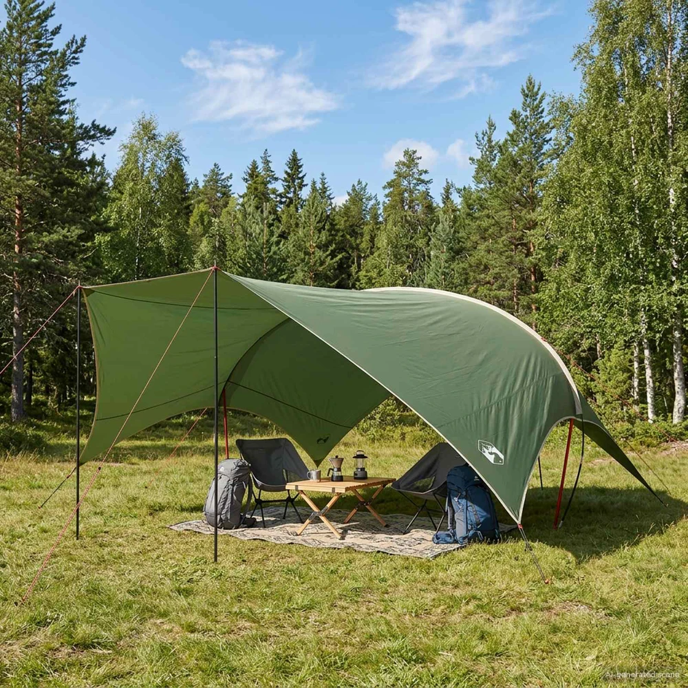 Kempingo tentas, atsparus vandeniui Žalia 690 x 580 x 255 cm