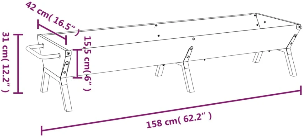 Kepsninės padėklas, sidabrinis, 158x42x31cm, plienas