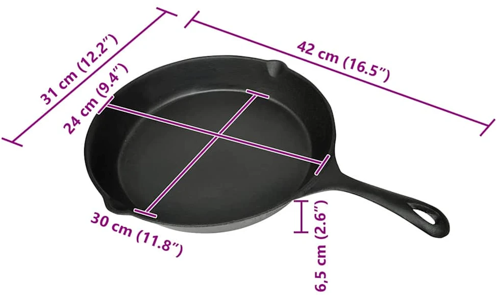 Ketaus keptuvė griliui, 30 cm, apvali