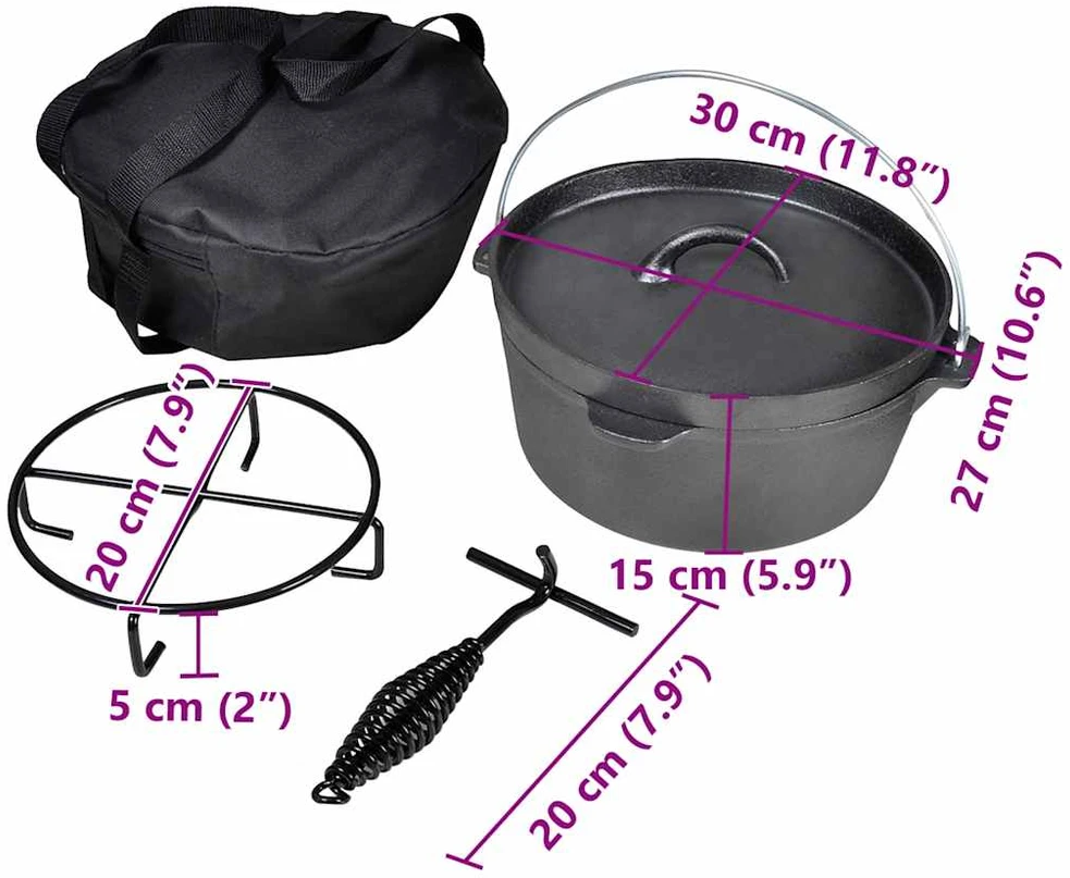 Ketaus puodas Dutch Oven 4,2 l, su priedais
