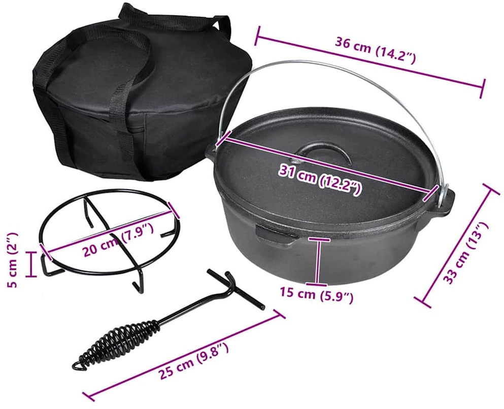 Ketaus puodas Dutch Oven 5,6 l, su priedais