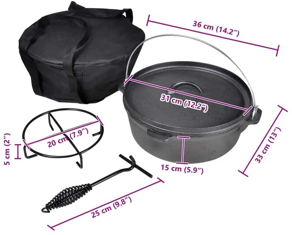 Ketaus puodas Dutch Oven 5,6 l, su priedais