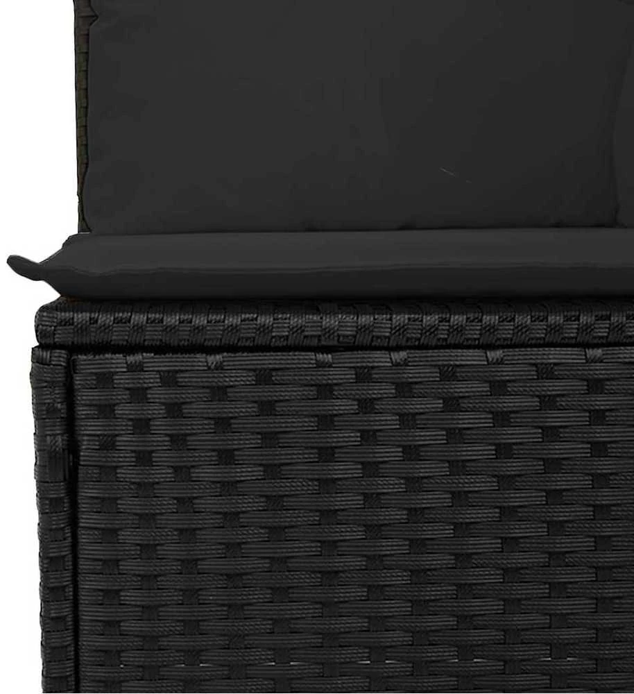 Keturvietė sodo sofa su pagalvėlėmis, juoda, poliratanas