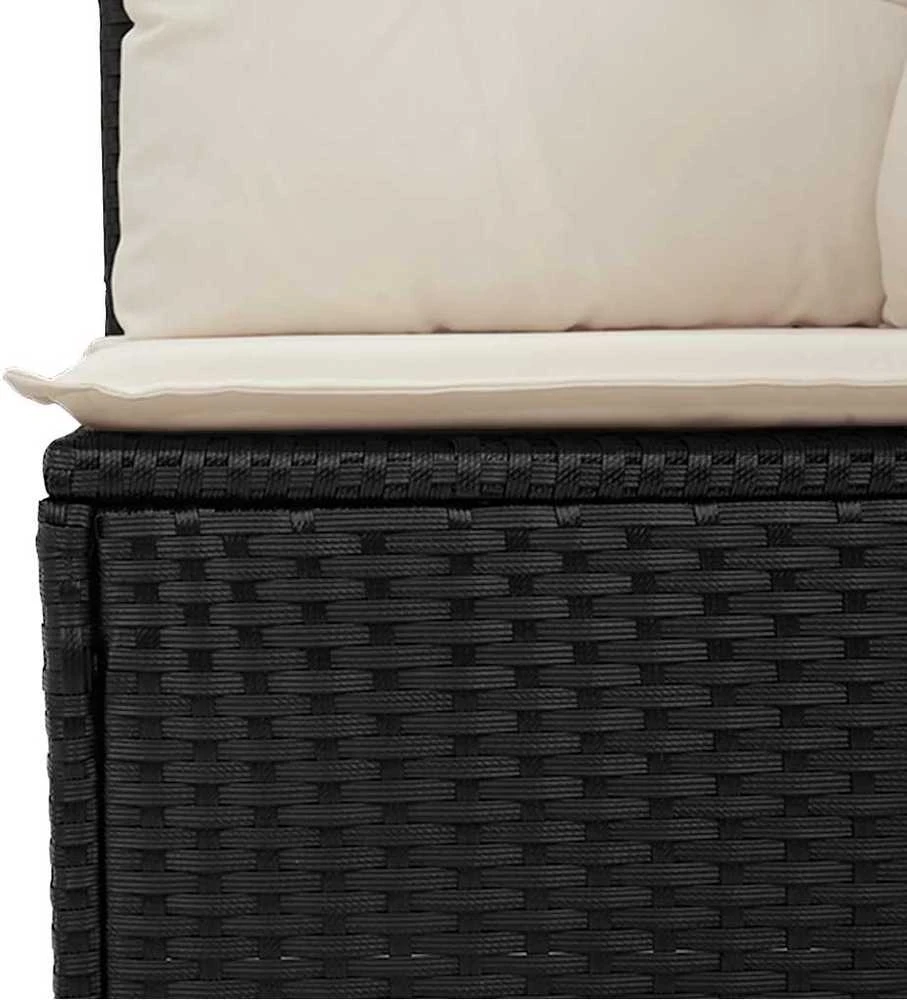 Keturvietė sodo sofa su pagalvėlėmis, juoda, poliratanas