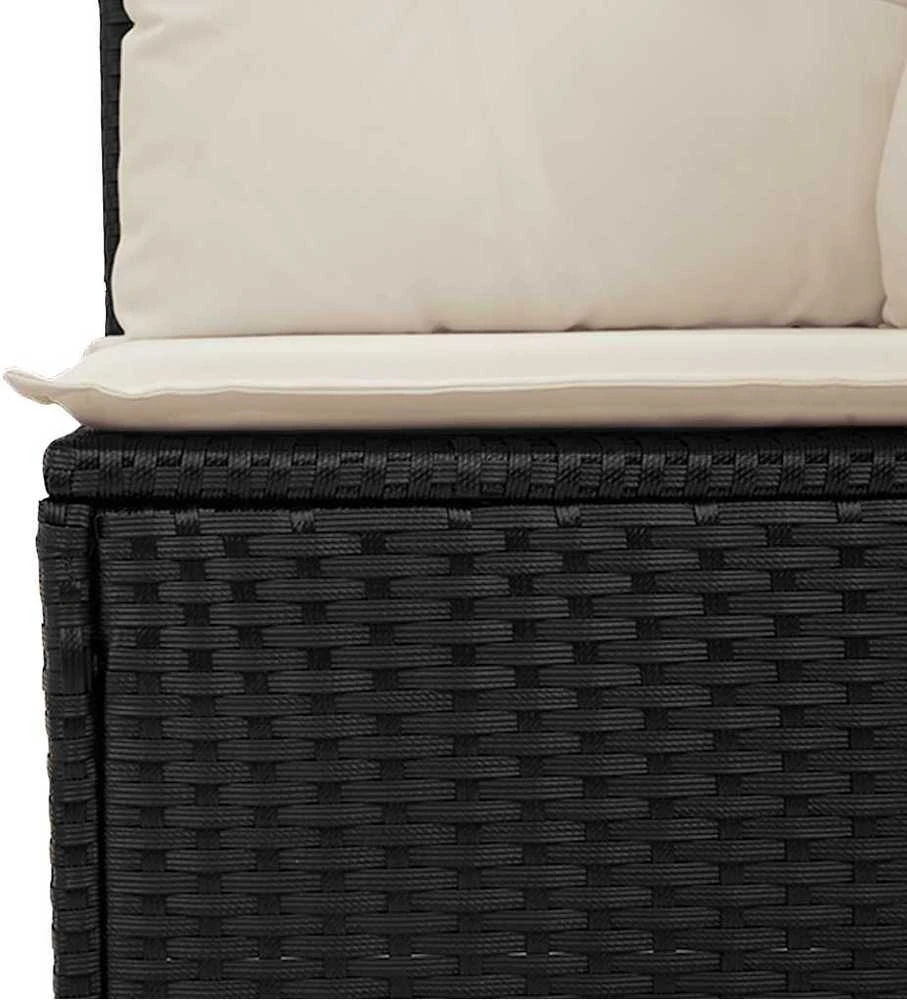 Keturvietė sodo sofa su pagalvėlėmis, juoda, poliratanas
