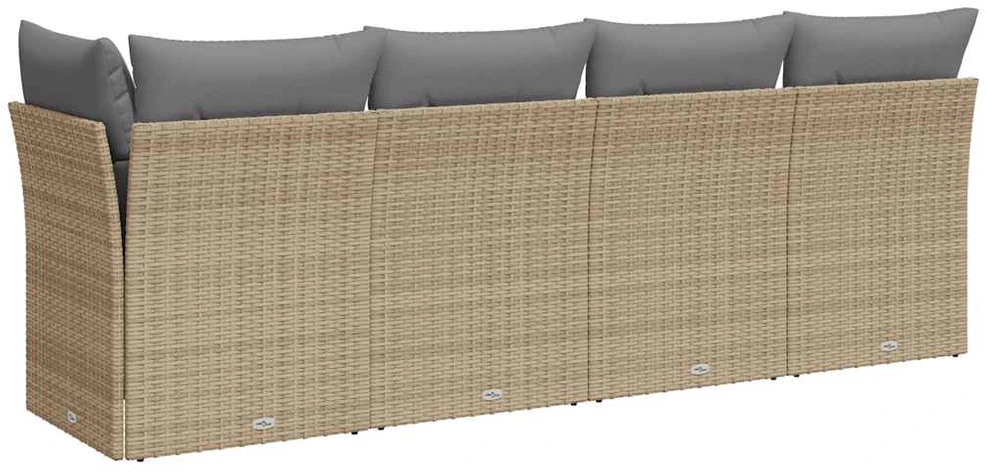 Keturvietė sodo sofa su pagalvėlėmis, smėlio, poliratanas