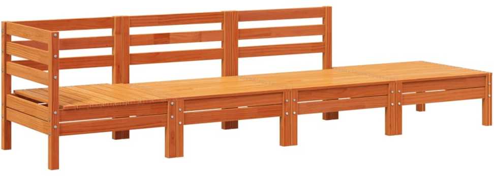 Keturvietė sodo sofa, vaško ruda, pušies medienos masyvas