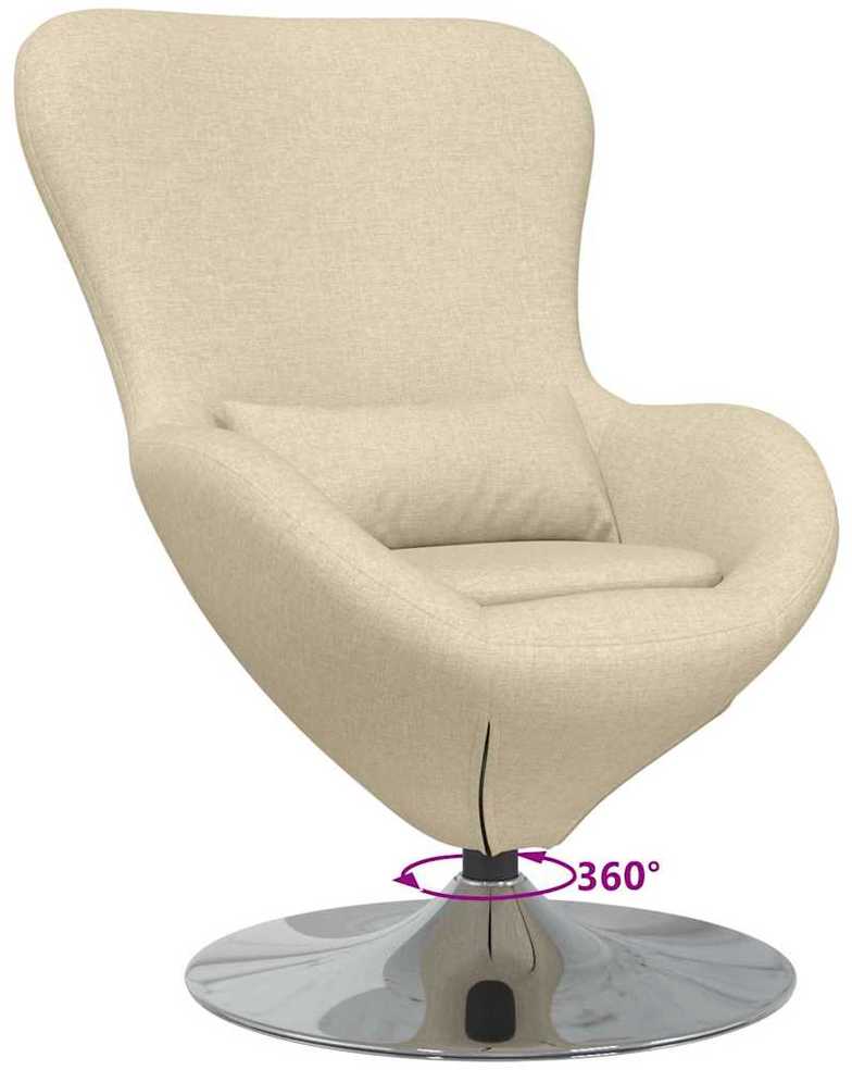 Fotelis Kiaušinio formos krėslas Kreminė 63 x 73 x 90 cm audinys