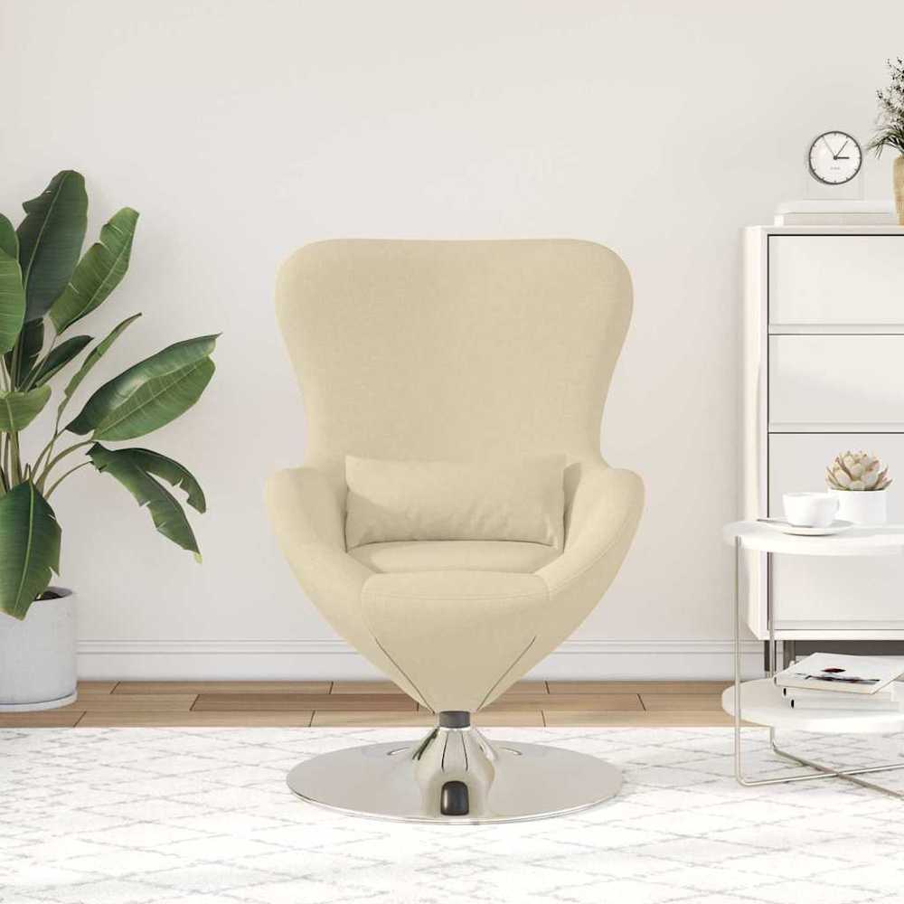 Fotelis Kiaušinio formos krėslas Kreminė 63 x 73 x 90 cm audinys