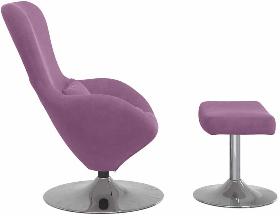Fotelis Kiaušinio kėdė su pufu Violetinė Aksomas